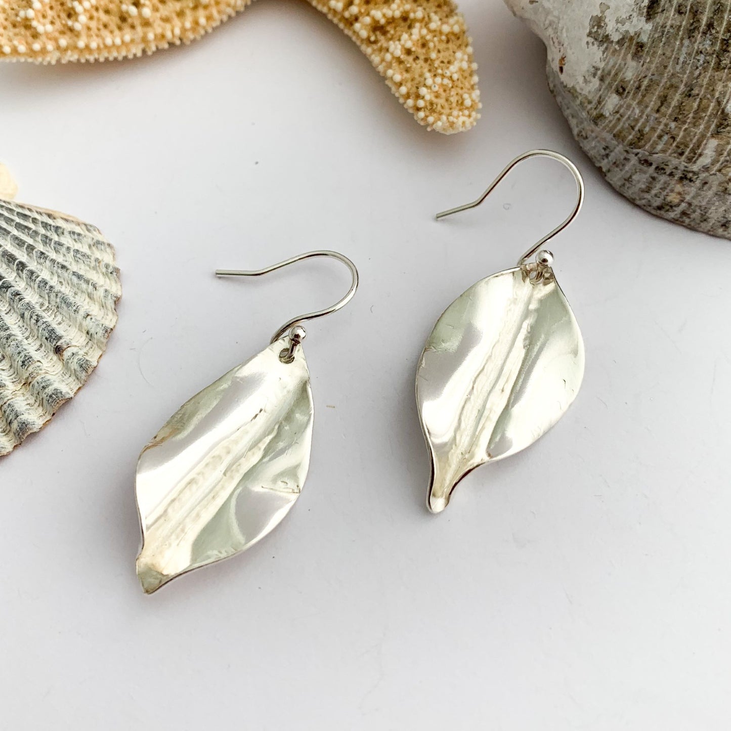 Sterling Silver Dangle Leaf Earrings