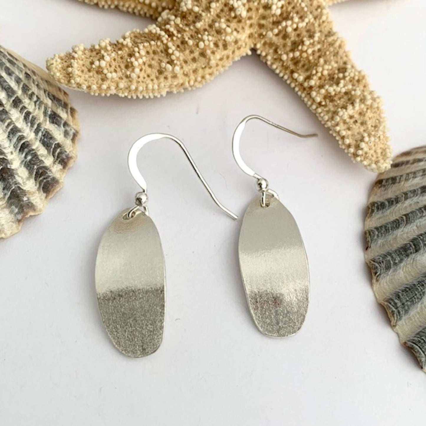 Sterling Silver Drop Curved Earrings