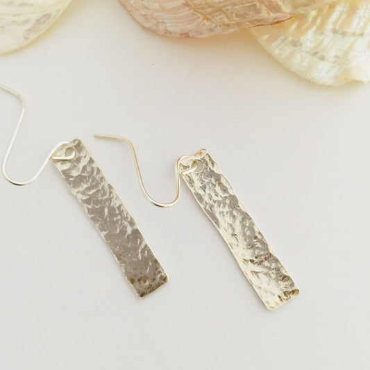 Sterling Silver Hammered Bar Earrings