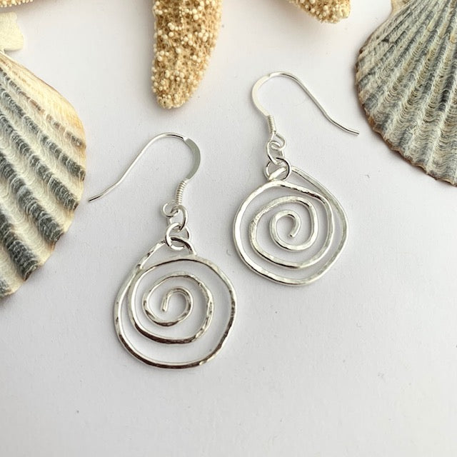 Sterling Silver Hammered Coil Earrings