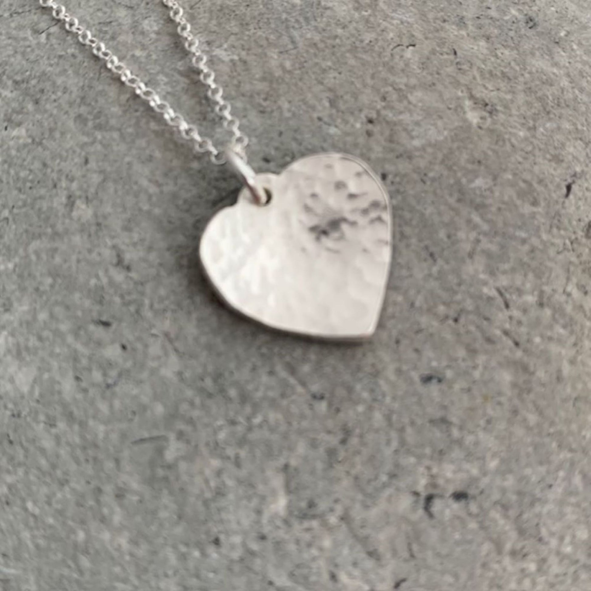 Sterling Silver Hammered Little Heart Necklace