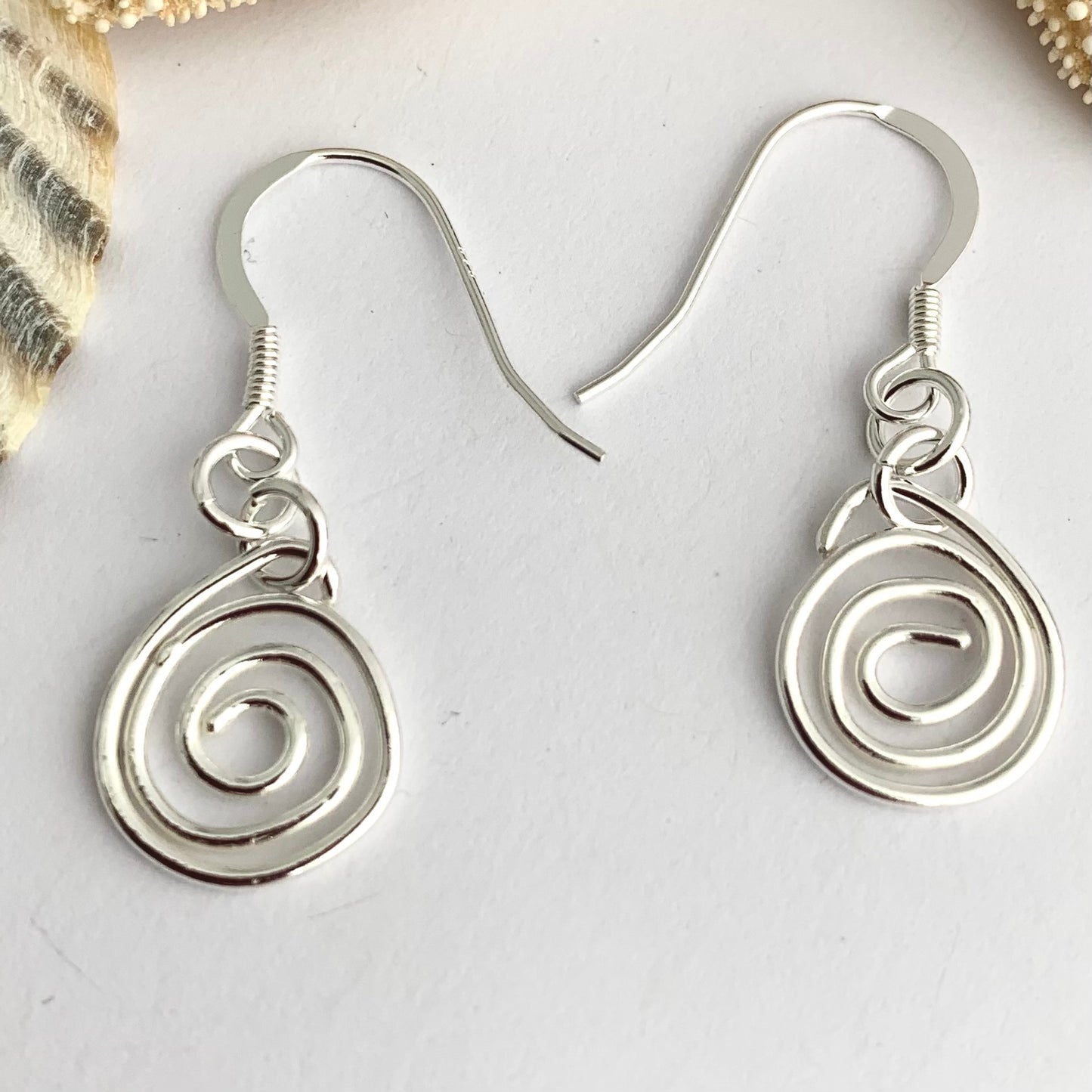 Sterling Silver Hammered Spiral Dangle Earrings