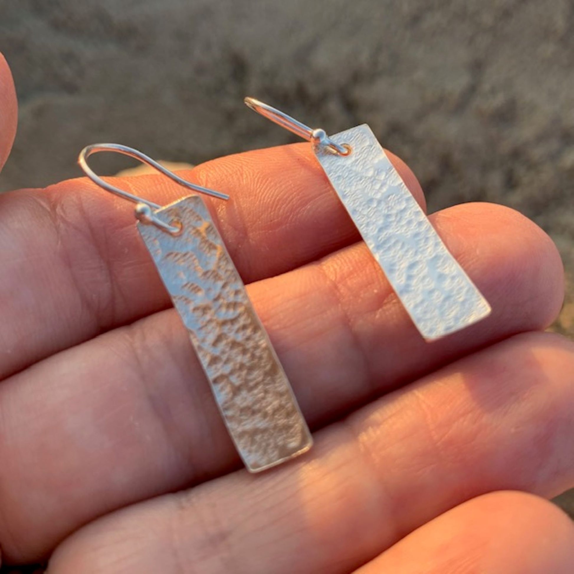 Sterling Silver Hammered Stick Earrings