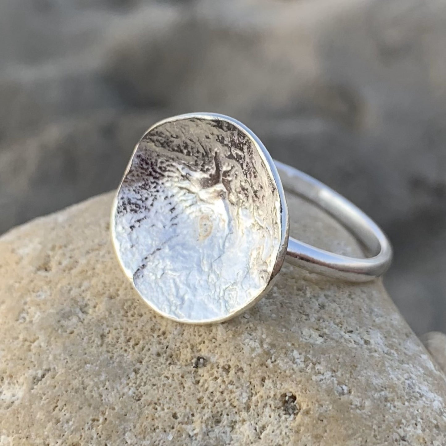 Sterling Silver Large Flower Organic Ring