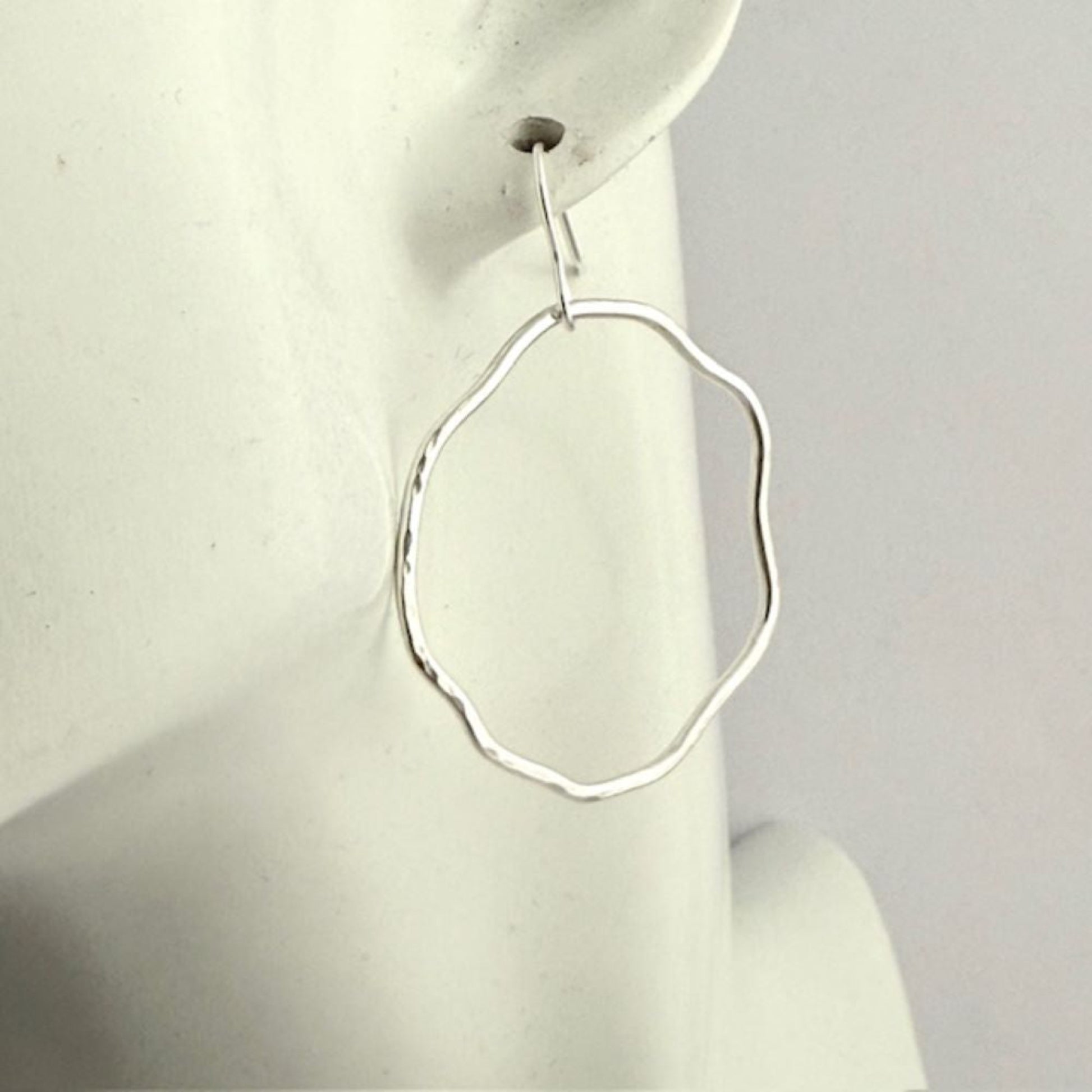 Sterling Silver Large Wavy Hoop Earrings 5