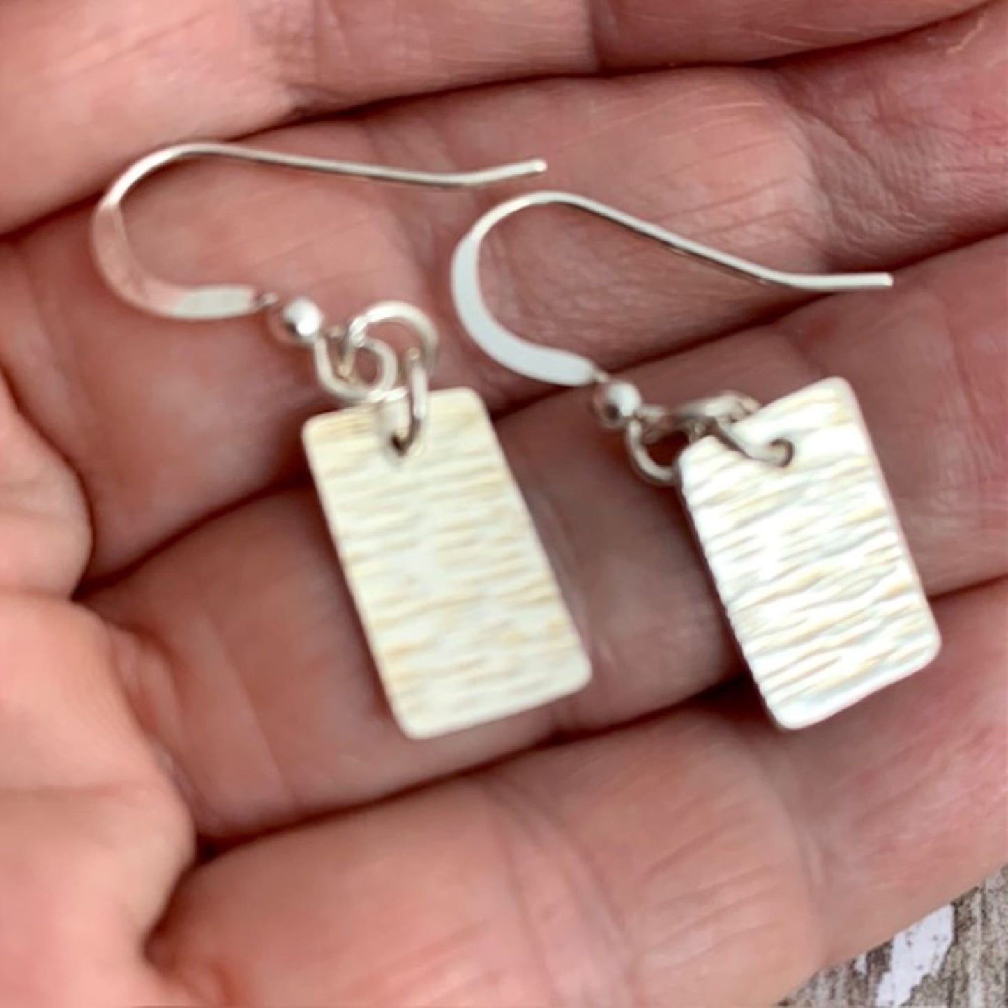 Sterling Silver Little Line Textured Drop Earrings