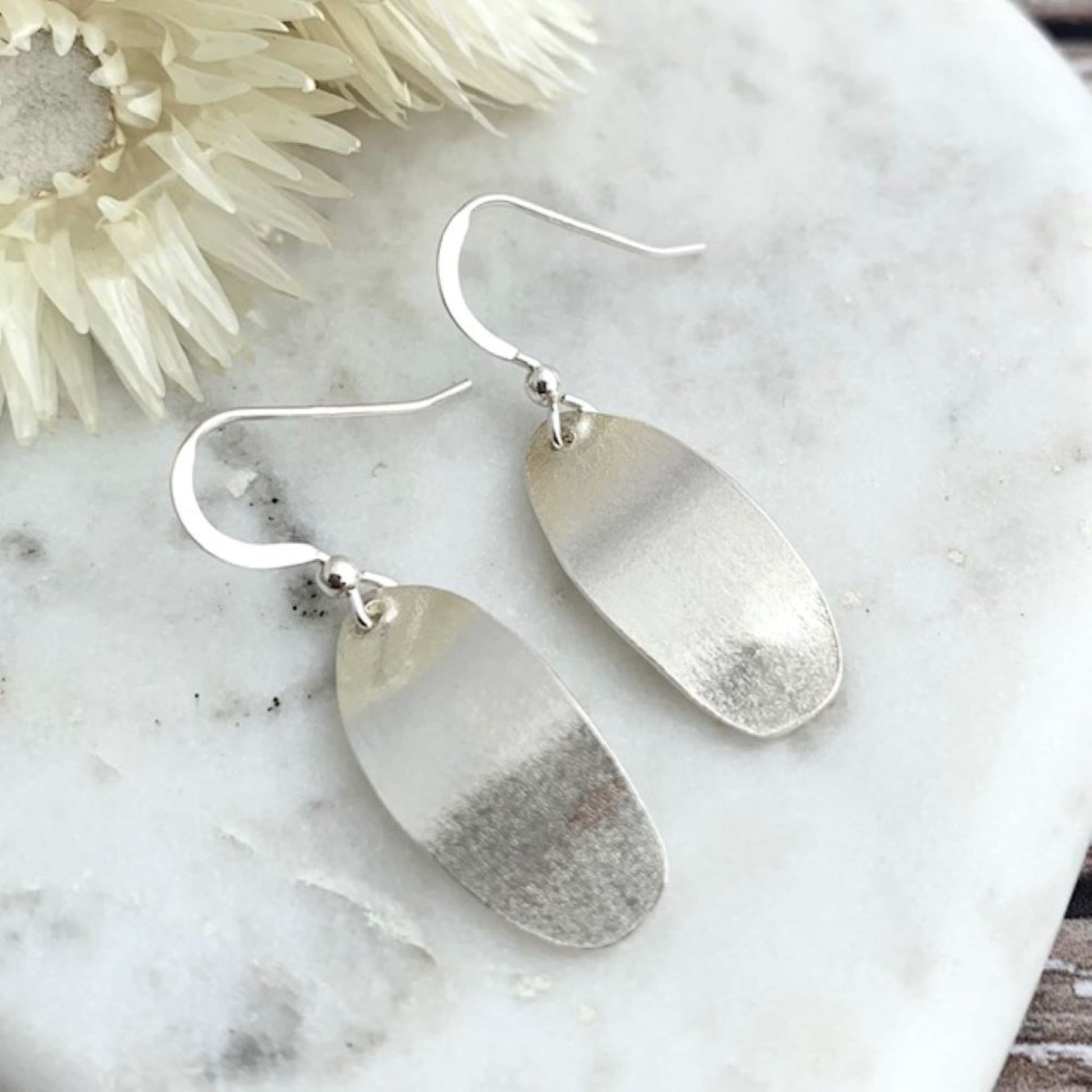 Sterling Silver Oval Curved Earrings