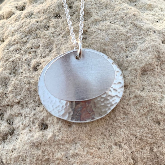Sterling Silver Oval Hammered Layer Necklace