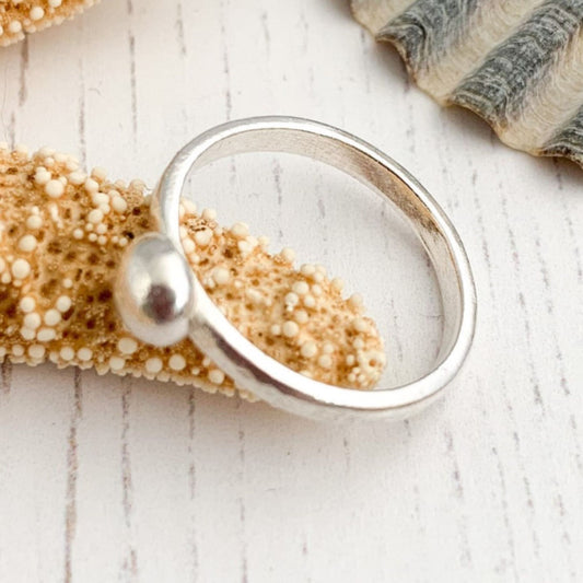 Sterling Silver Round Pebble Ring