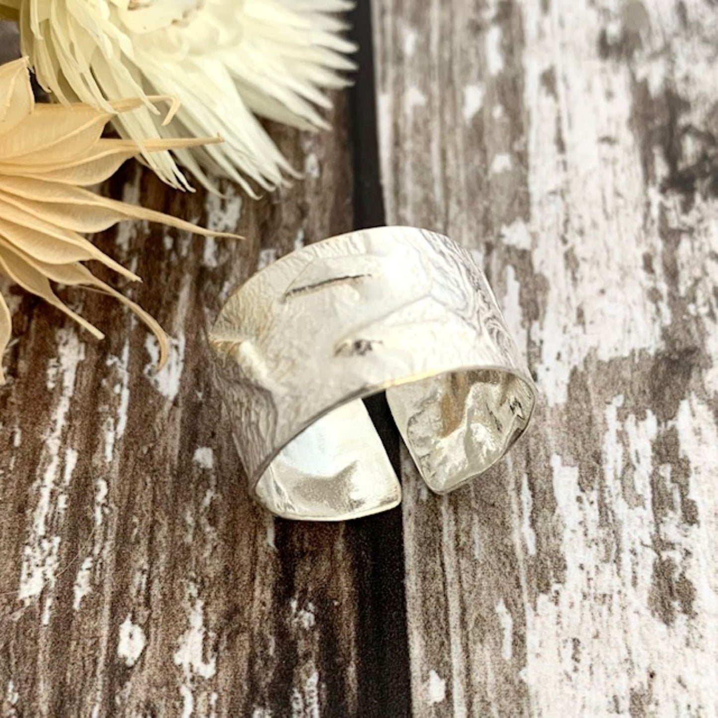 Sterling Silver Rustic Wide Ring