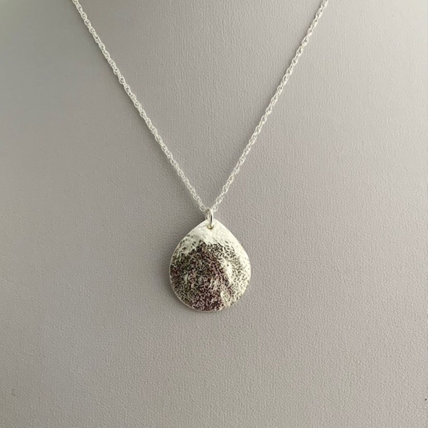 Sterling Silver Teardrop Textured Necklace