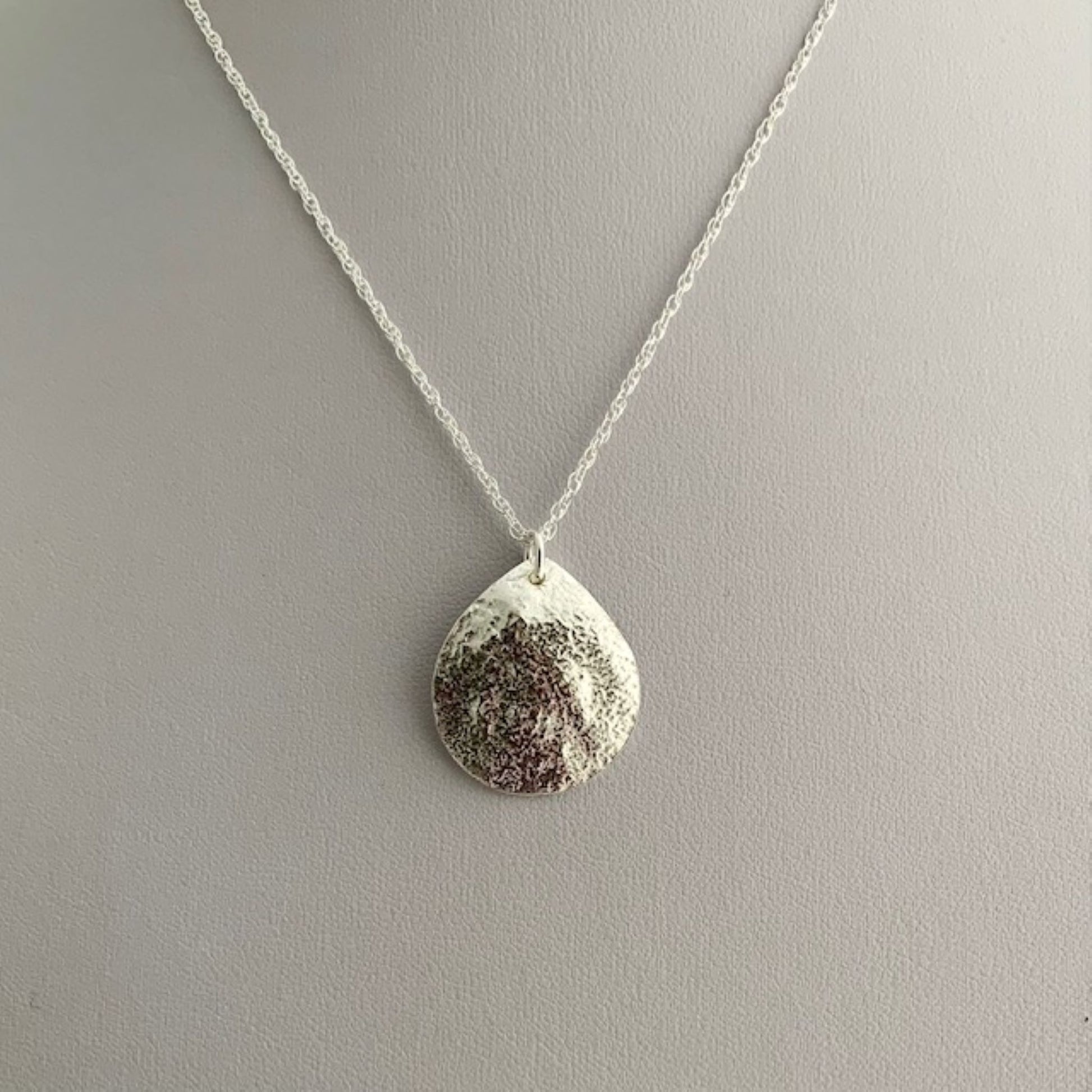 Sterling Silver Teardrop Textured Necklace