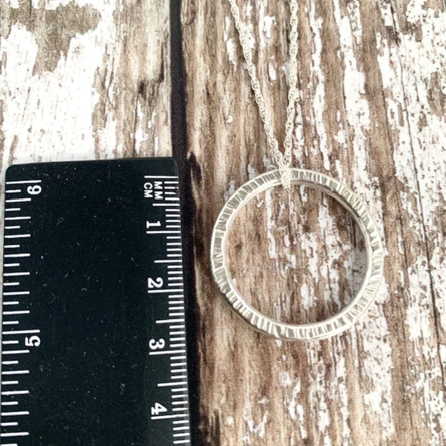 Sterling Silver Textured Round Wire Pendant