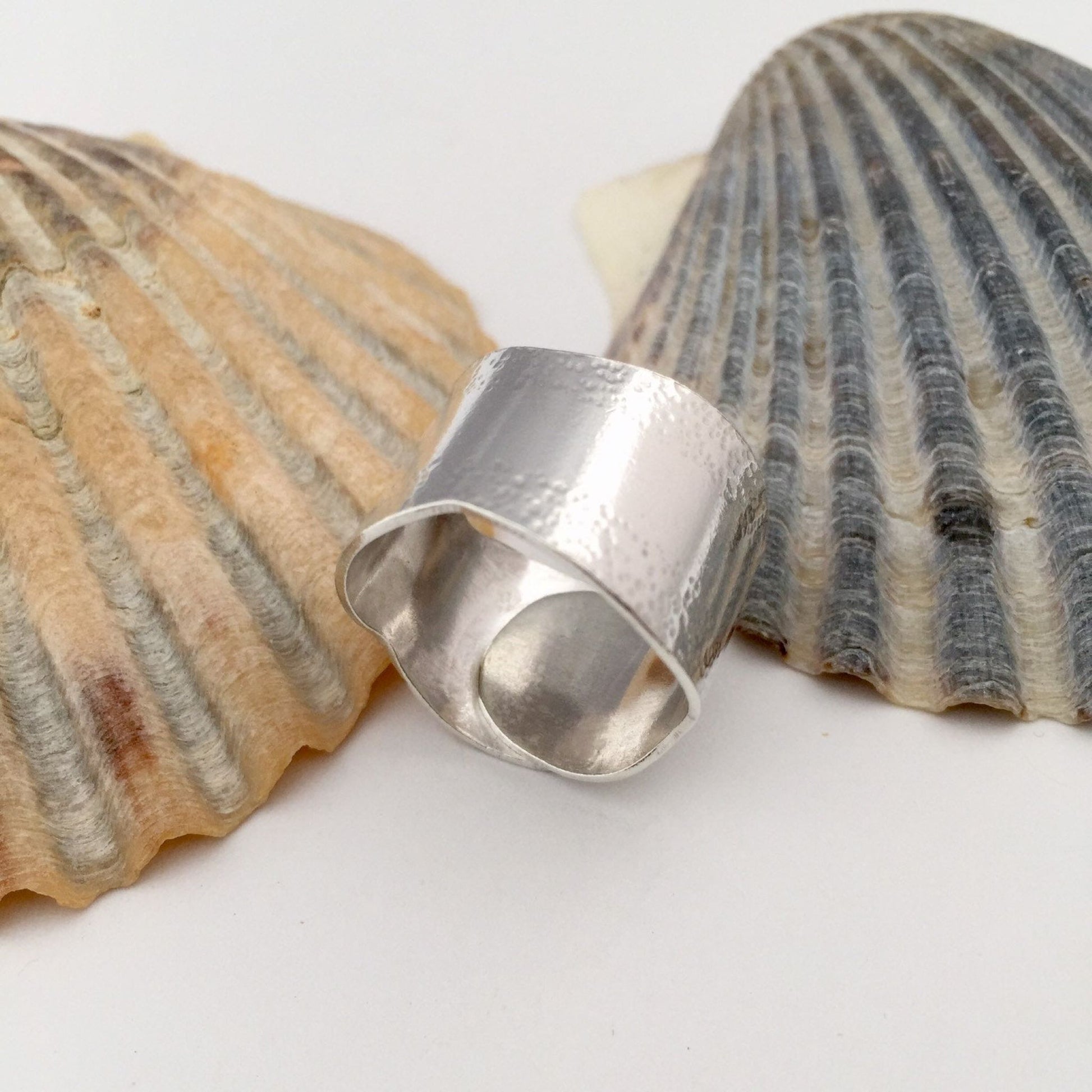 Sterling Silver Wave Patterned Wide Ring