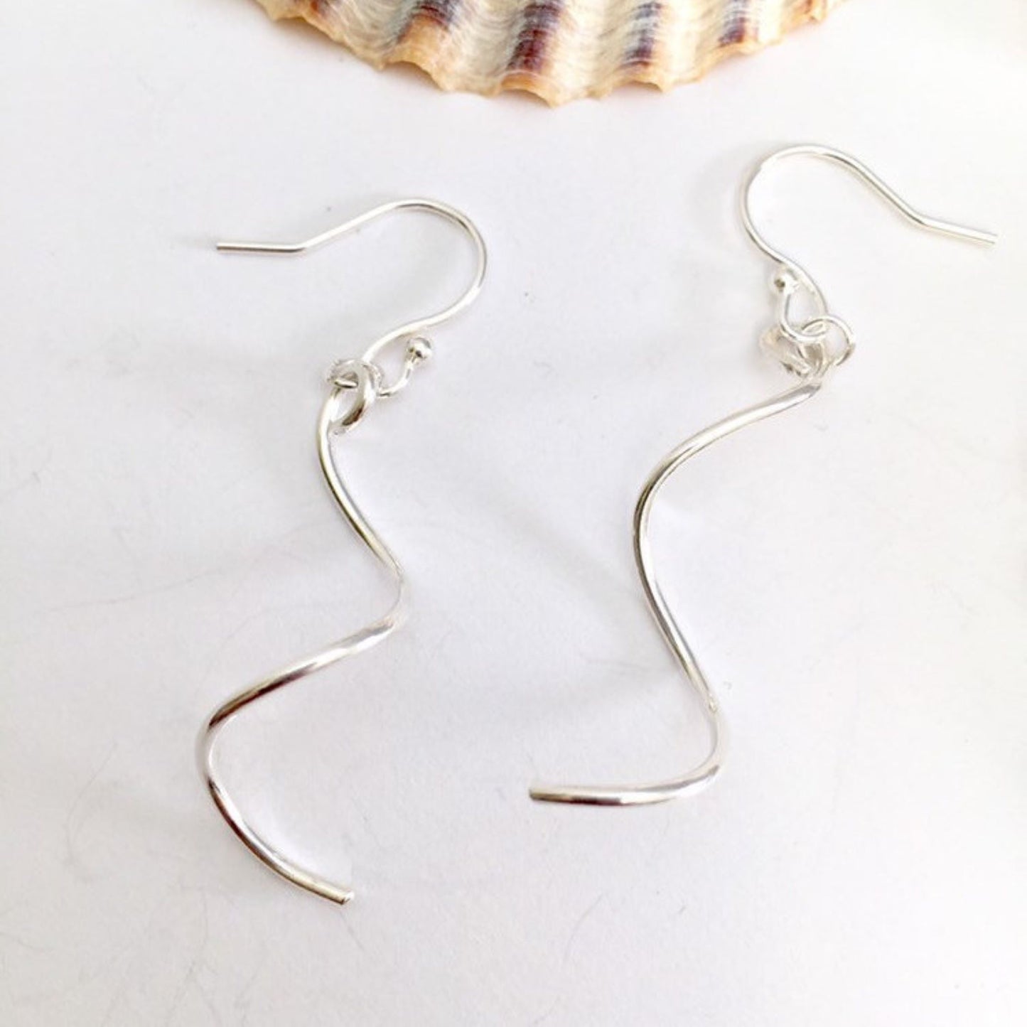 Sterling Silver Wavy Dangle Earrings