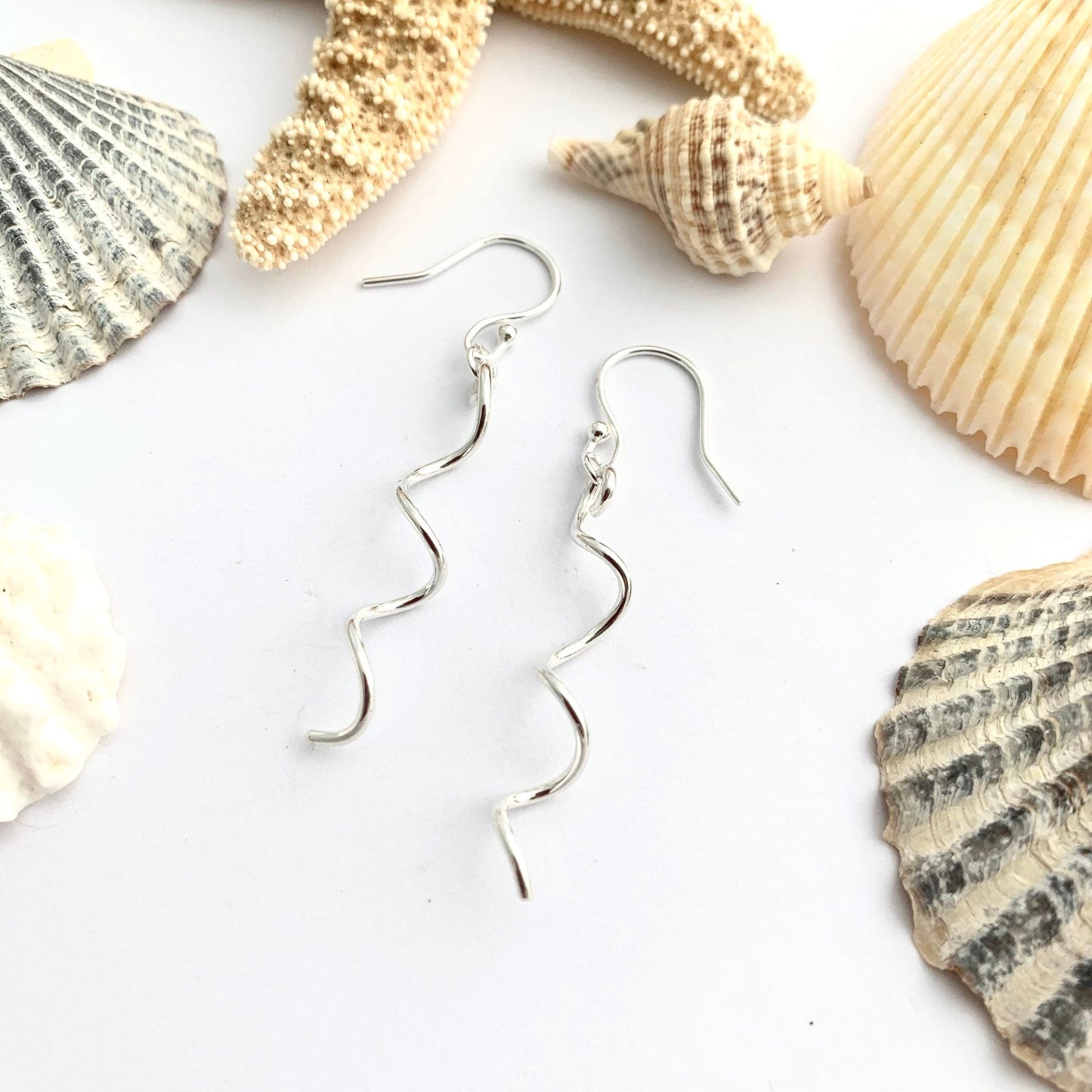 Sterling Silver Wavy Spiral Earrings