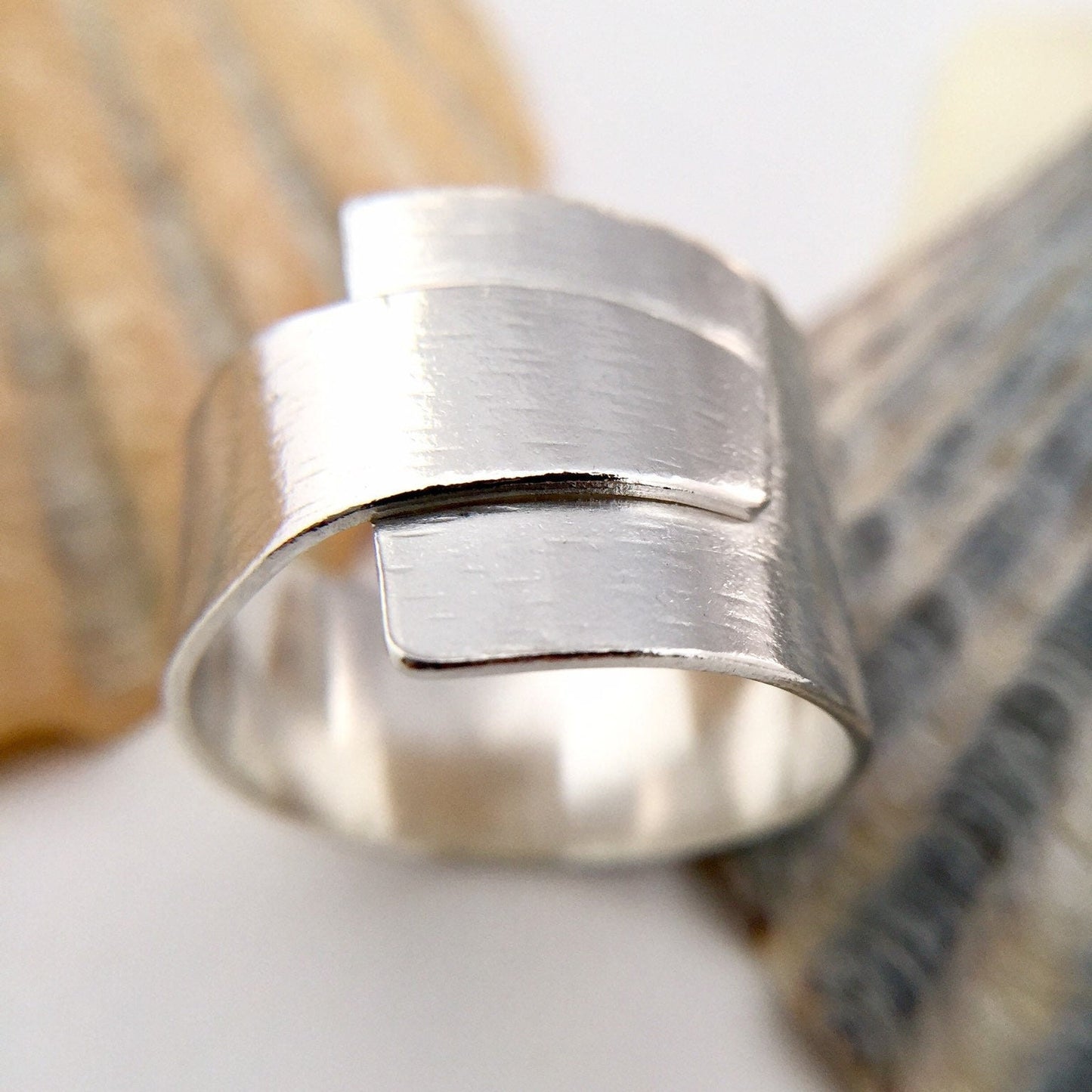 Sterling Silver Wrap Around Ring Line Hammered