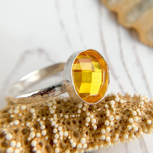 Sterling Silver Yellow Cubic Zirconia Ring