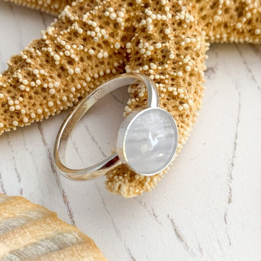 Sterling Silver and Blue Lace Agate Gemstone Ring