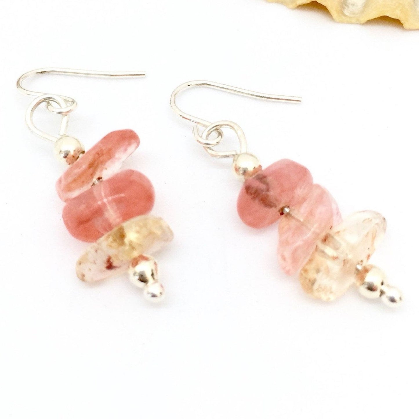 Sterling Silver and Cherry Quartz Earrings