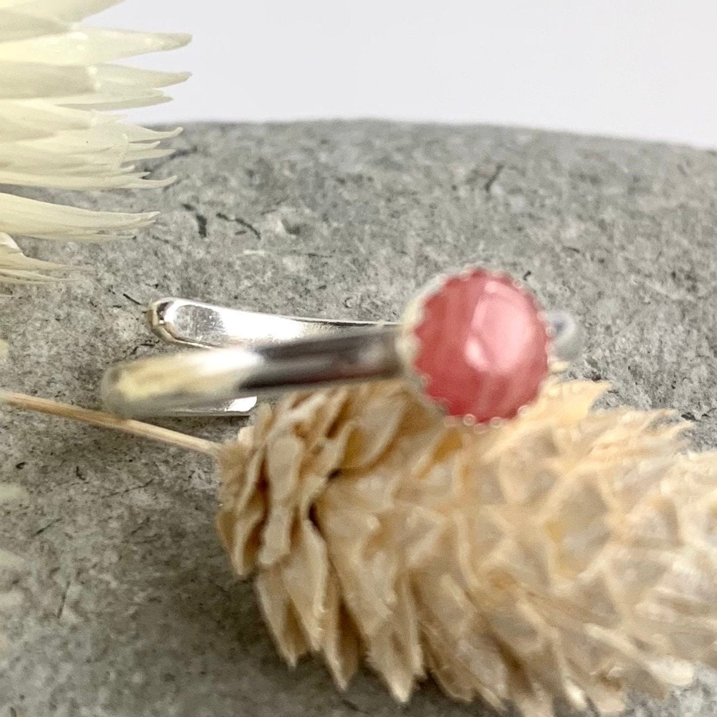 Sterling Silver and Pink Gemstone Ring