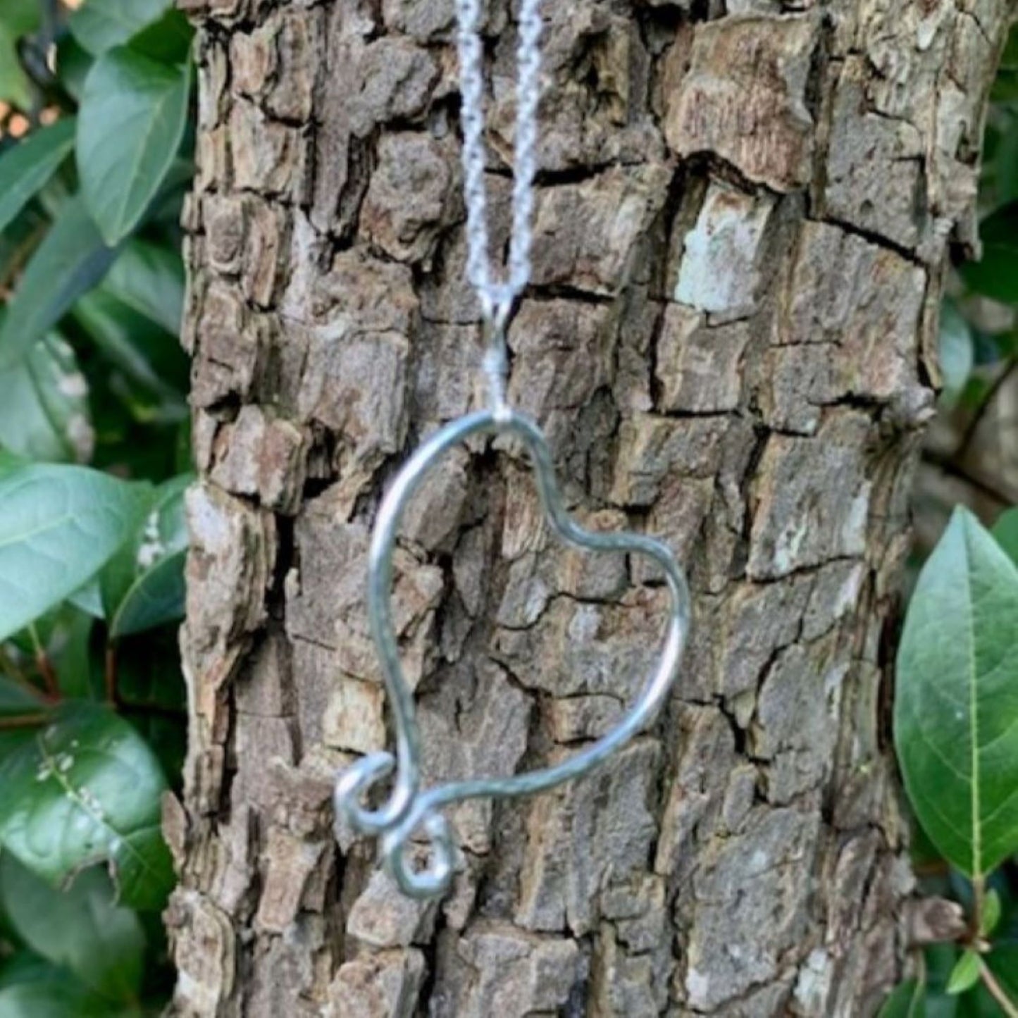 Sterling Silver 925 Open Wire Heart Necklace