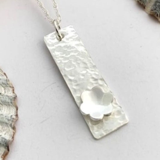 Sterling Silver Rectangle Flower Necklace