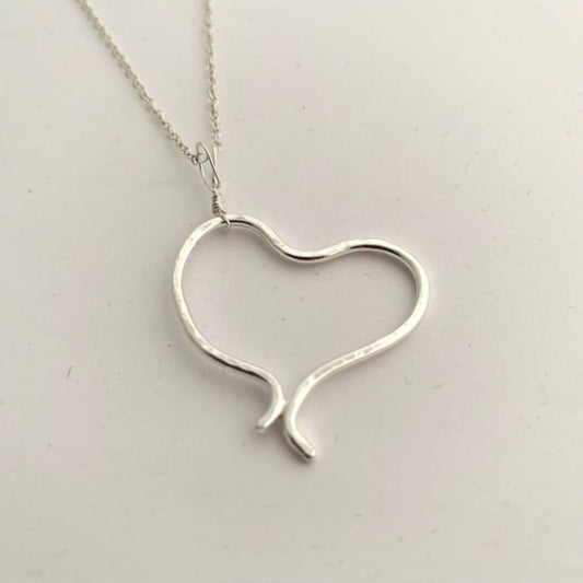 Sterling Silver Wire Heart Necklace