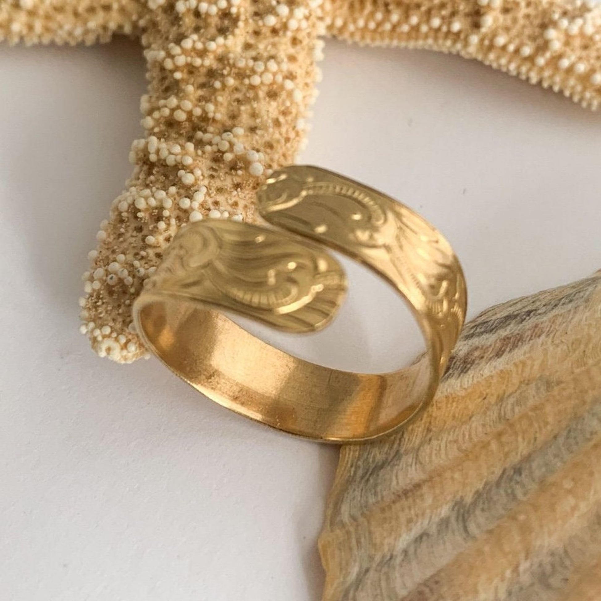Textured Brass Wrap Around Ring