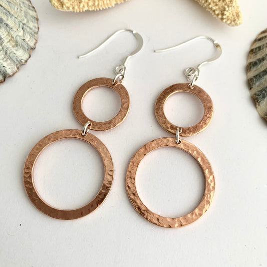 Textured Copper Circle Earrings