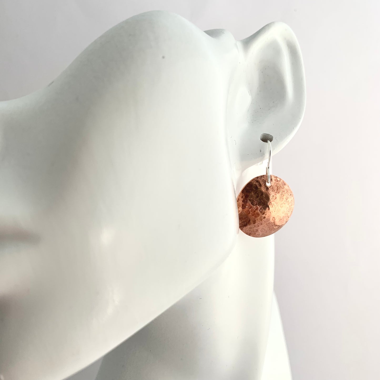 Textured Copper Disc Dangle Earrings