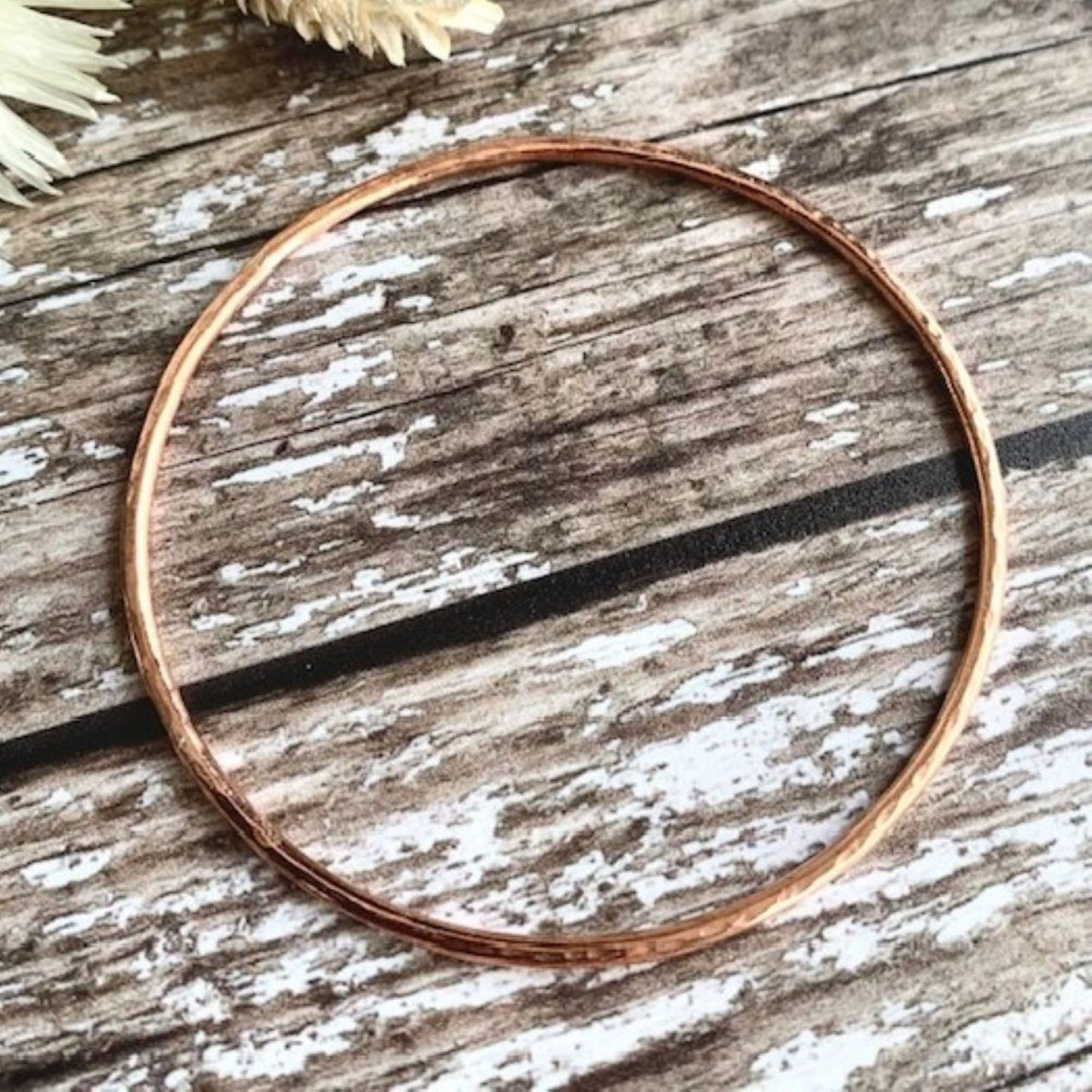Textured Hammered Copper Bangle