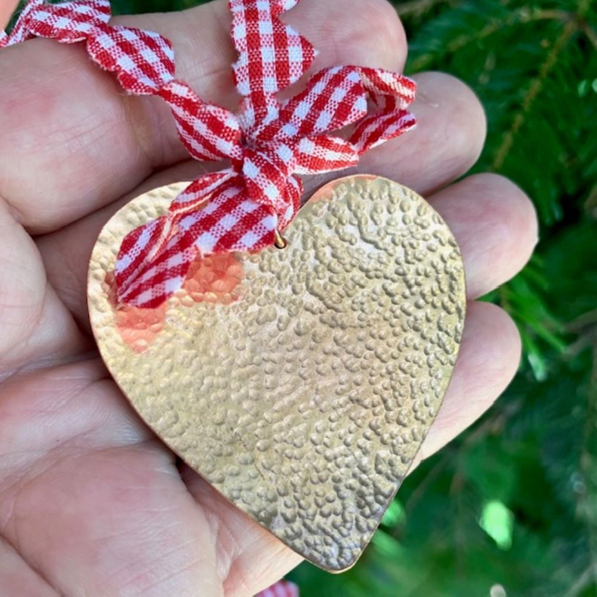 Textured Hammered Copper Heart Ornament