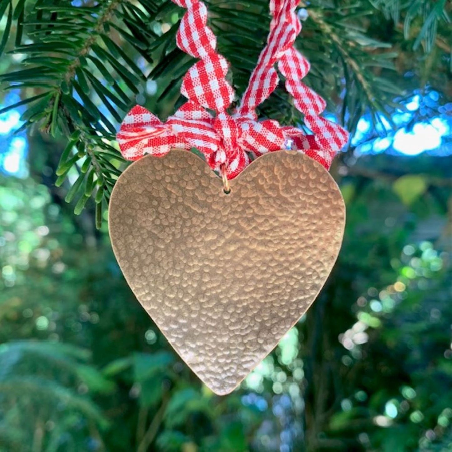 Textured Hammered Copper Heart Hanging Ornament