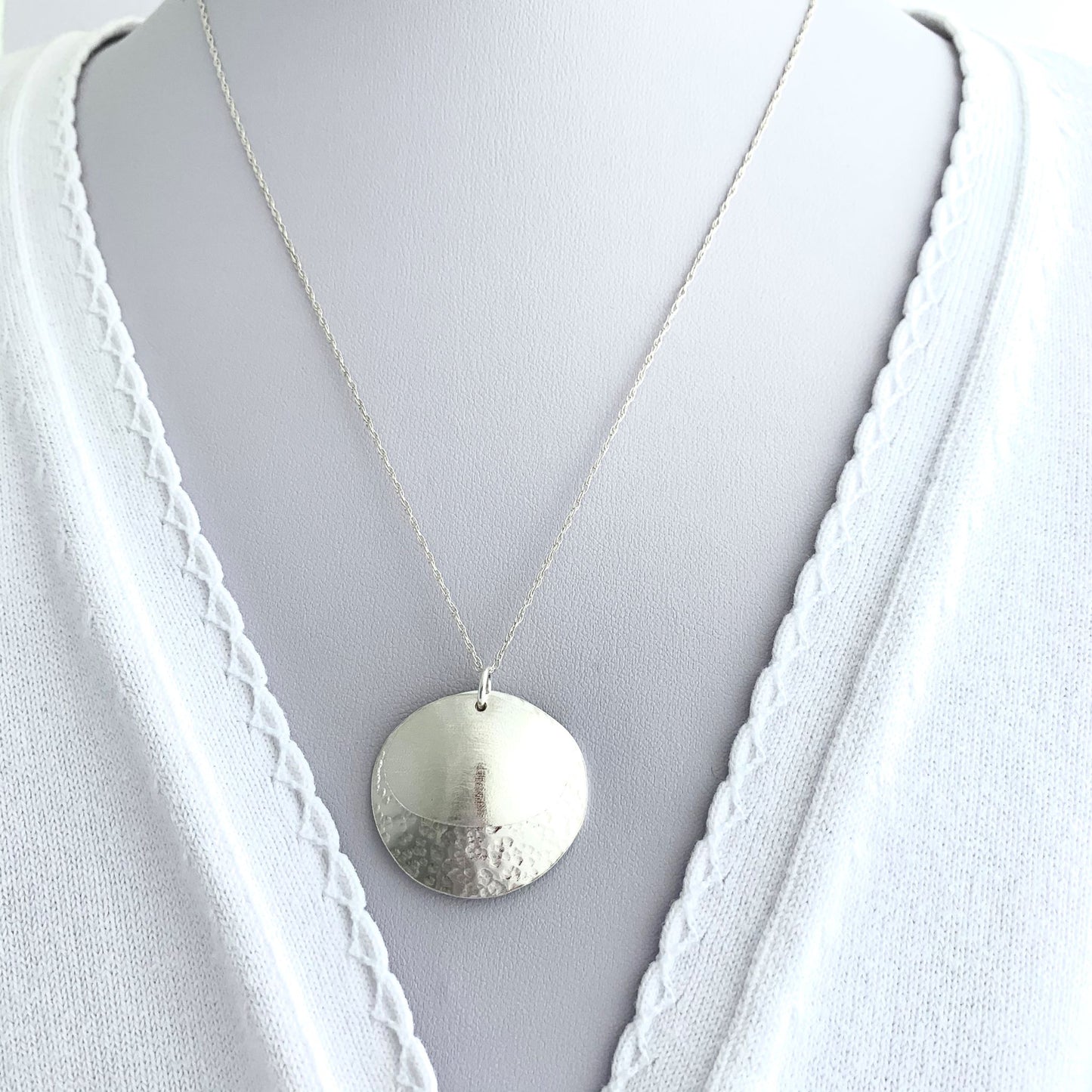 Textured Sterling Silver Oval Layer Necklace