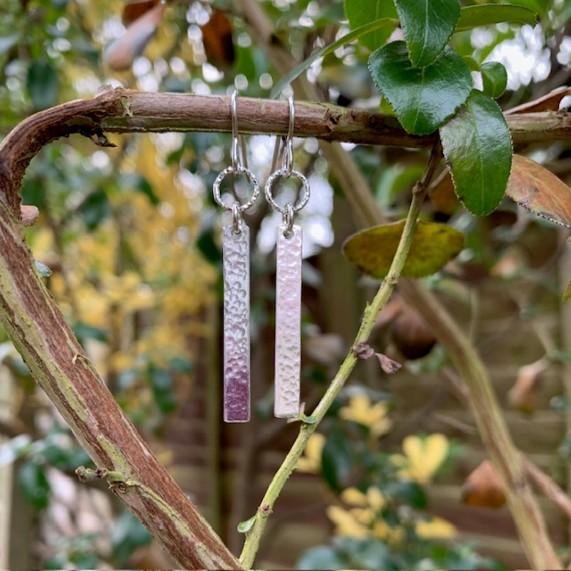 Textured Stick 925 Sterling Silver Earrings