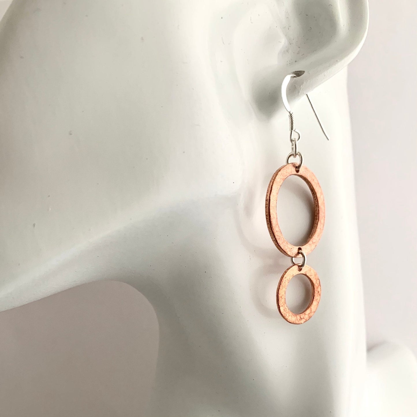 Textured Copper Hoop Dangly Earrings