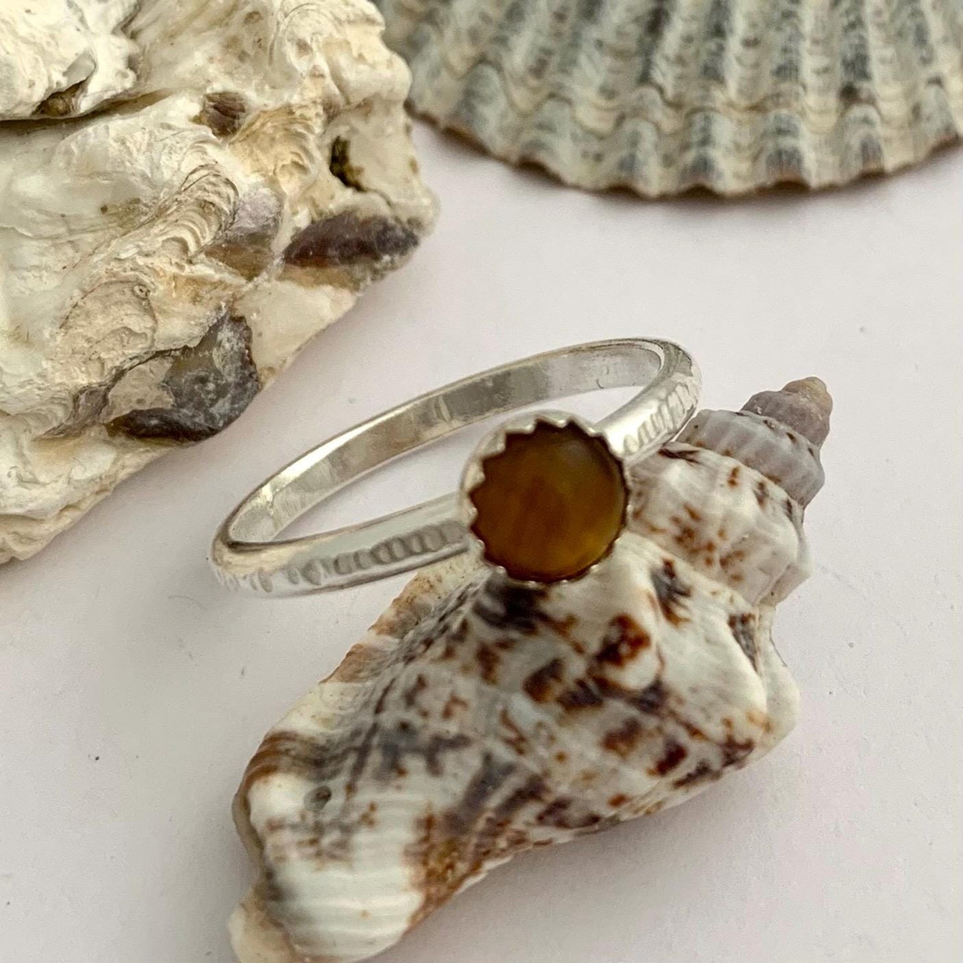 Tigers Eye Gemstone Sterling Silver Stacking Ring 2