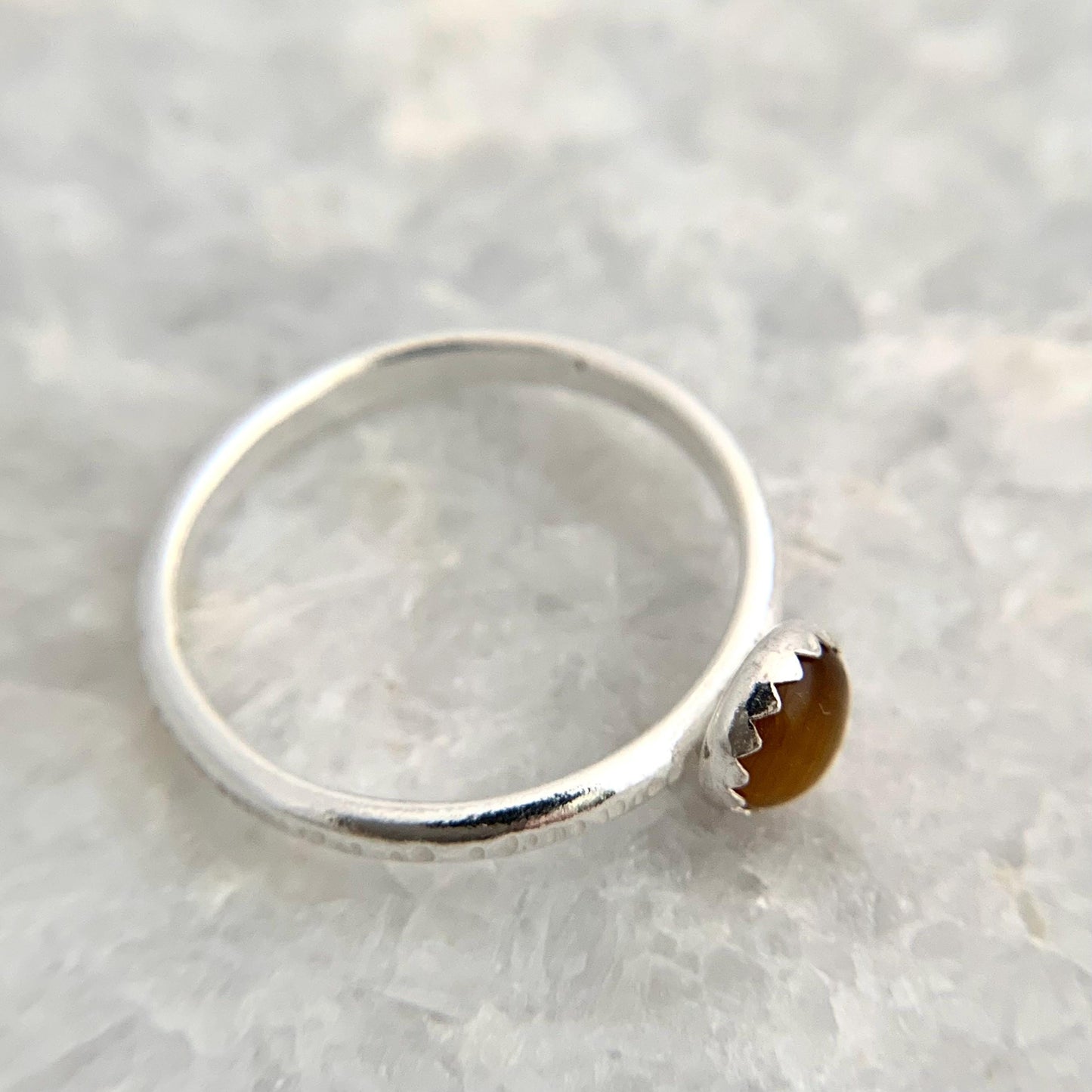 Tigers Eye Gemstone Sterling Silver Stacking Ring 5