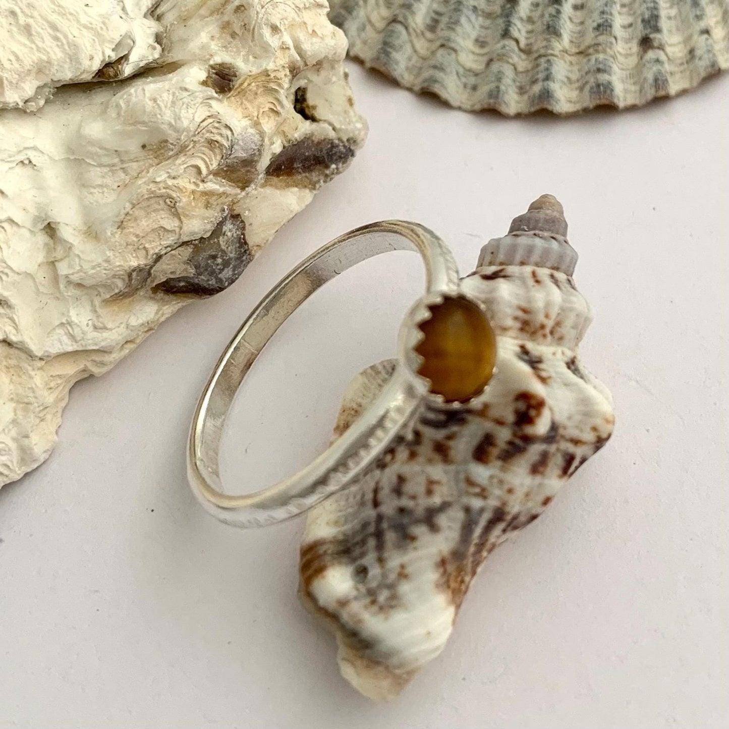 Tigers Eye Gemstone Sterling Silver Stacking Ring