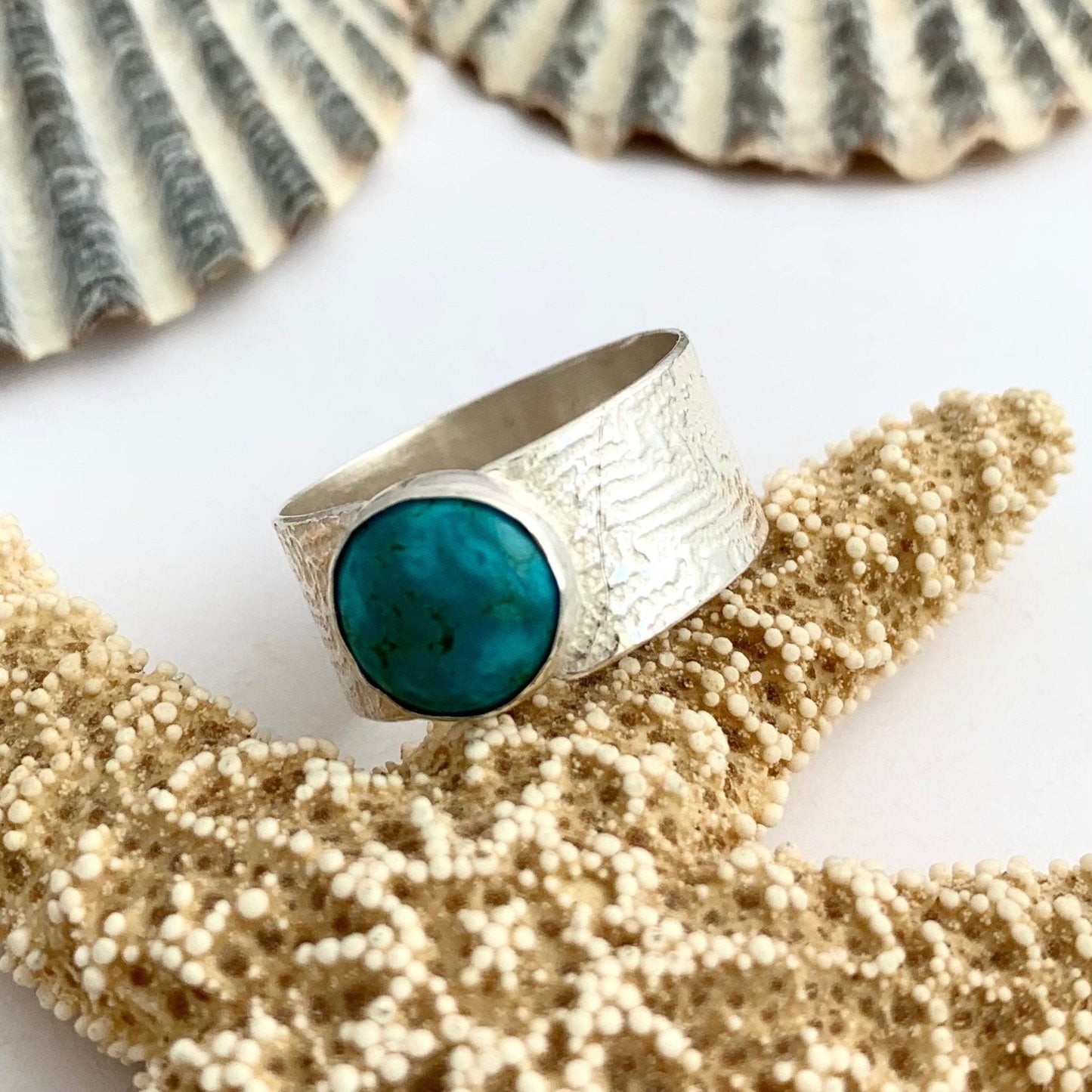 Turquoise Gemstone Sterling Silver Wide Ring 3