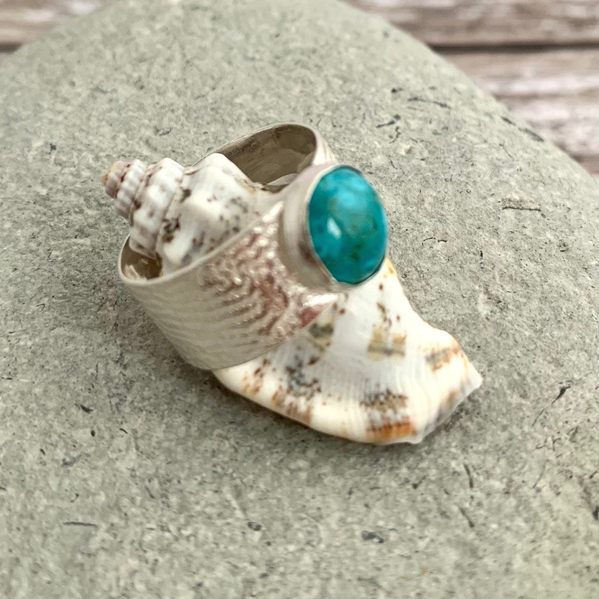 Turquoise Gemstone Sterling Silver Wide Ring 8