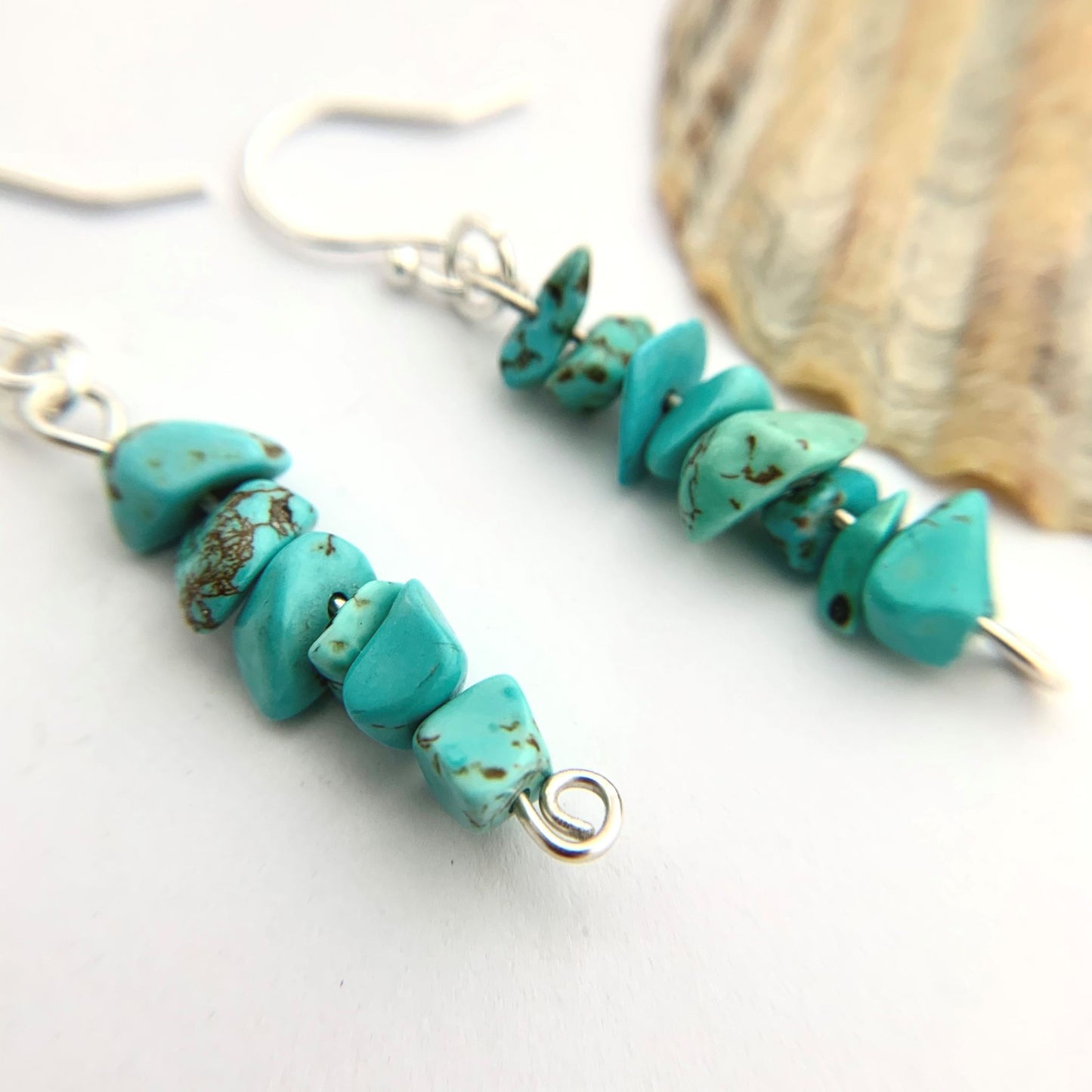 Turquoise Gemstone and Sterling Silver Dangle Earrings