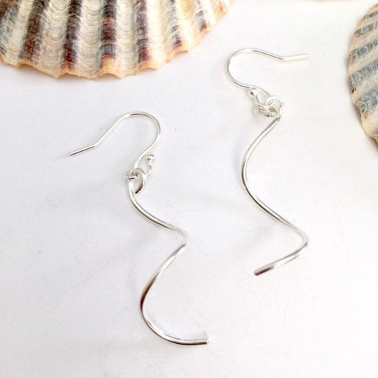 Wavy Sterling Silver Drop Earrings