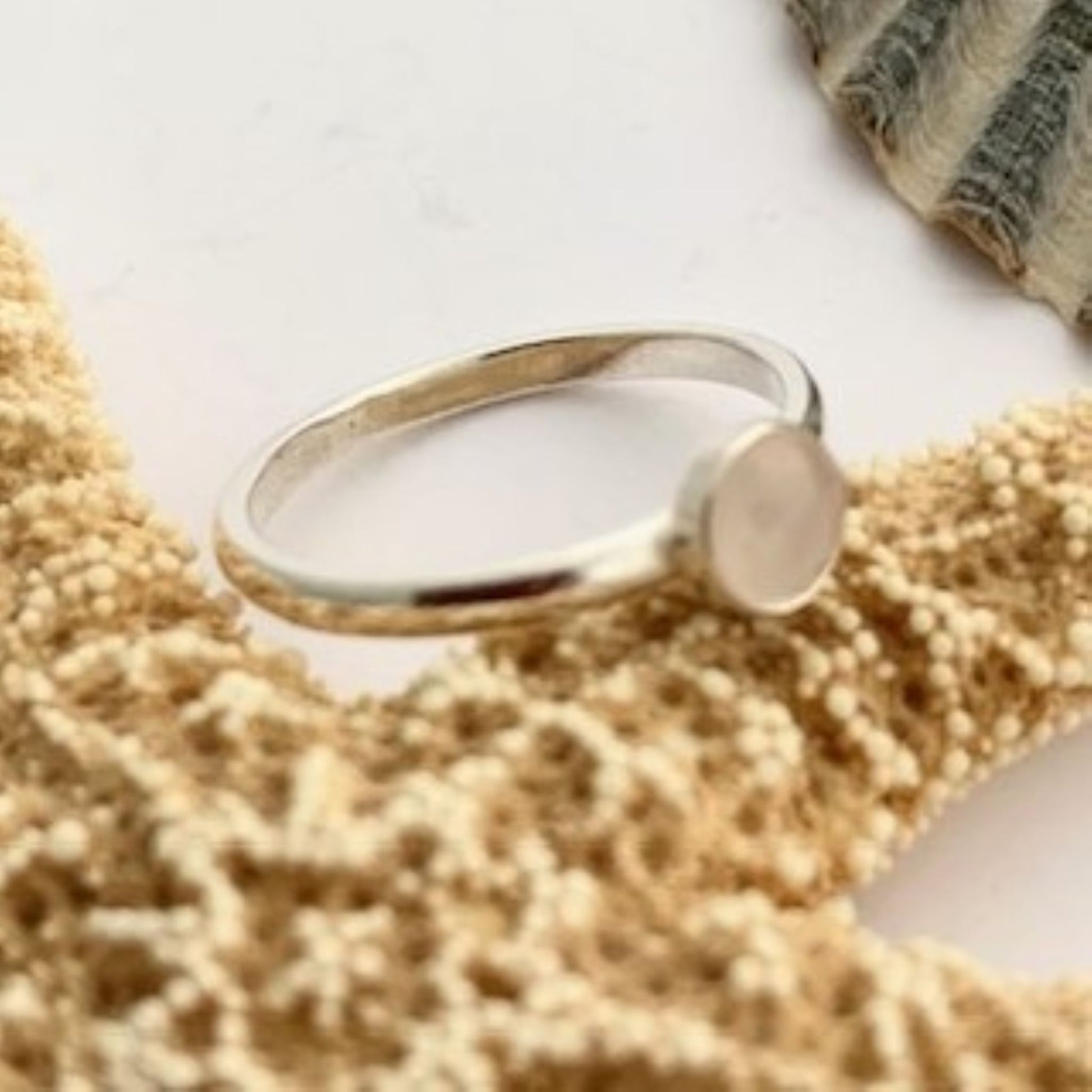 White Moonstone Gemstone Silver Ring