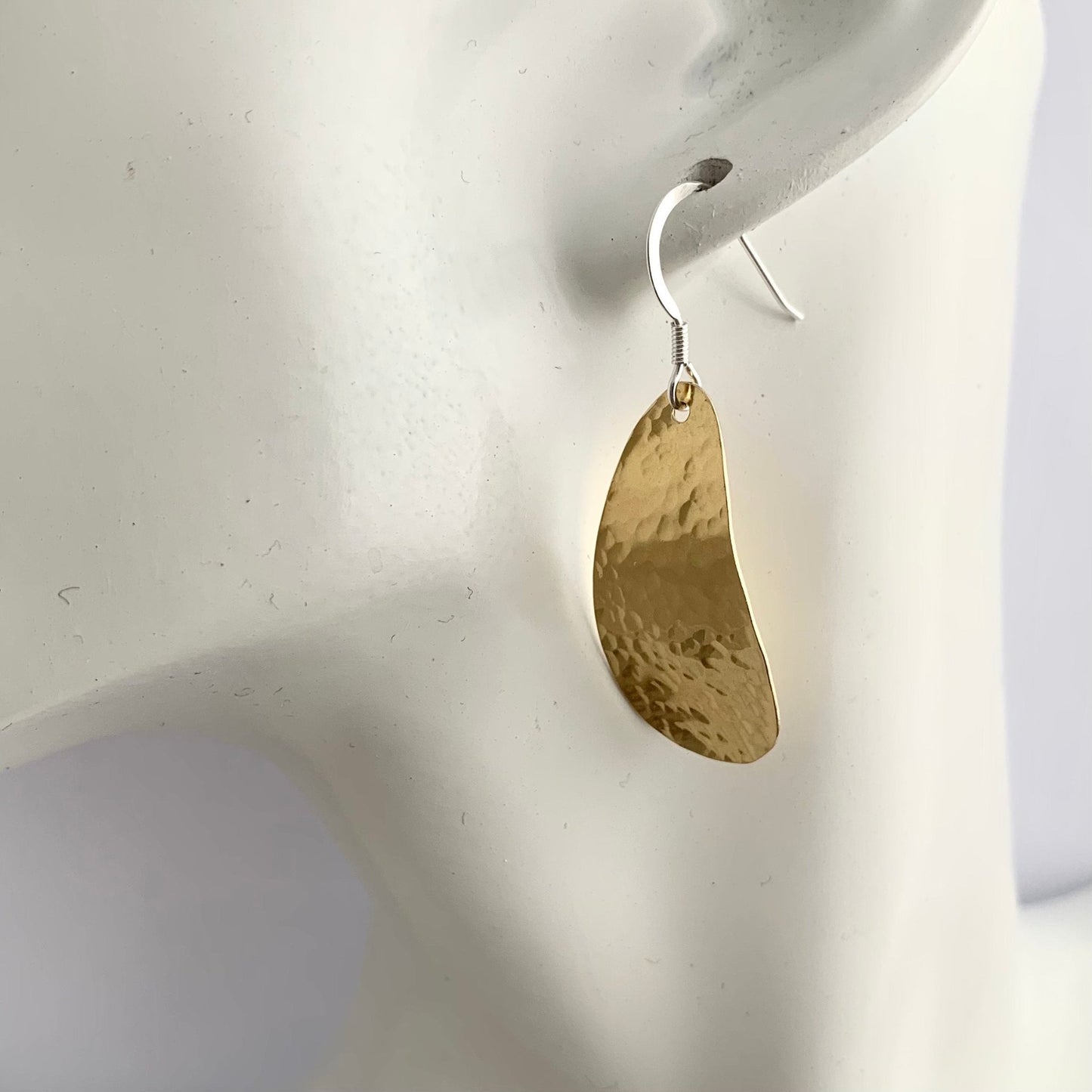 Hammered Teardrop Brass Earrings 4