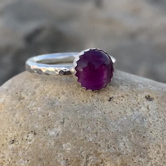 Purple Fluorite Sterling Silver Ring