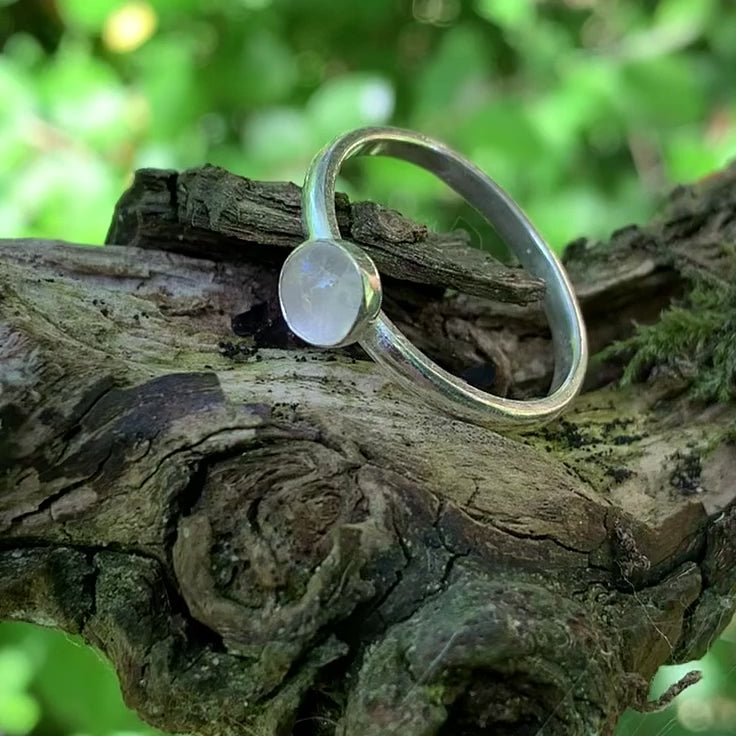 White Moonstone Gemstone Sterling Silver Ring