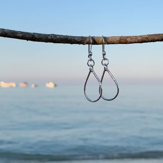 Sterling Silver Teardrop Dangly Earrings