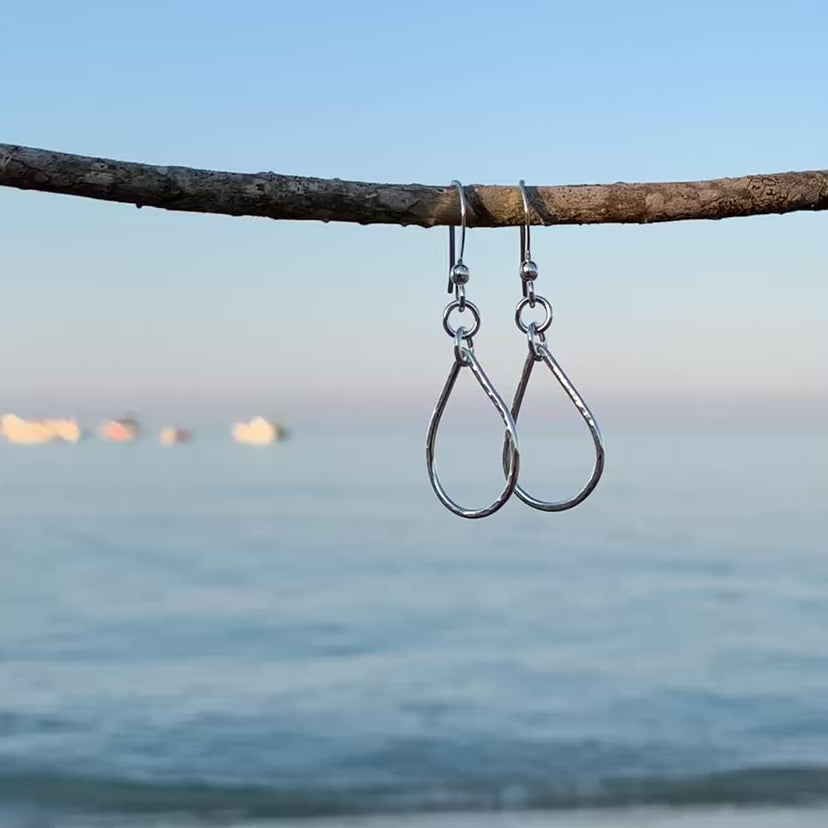 Sterling Silver Teardrop Dangly Earrings